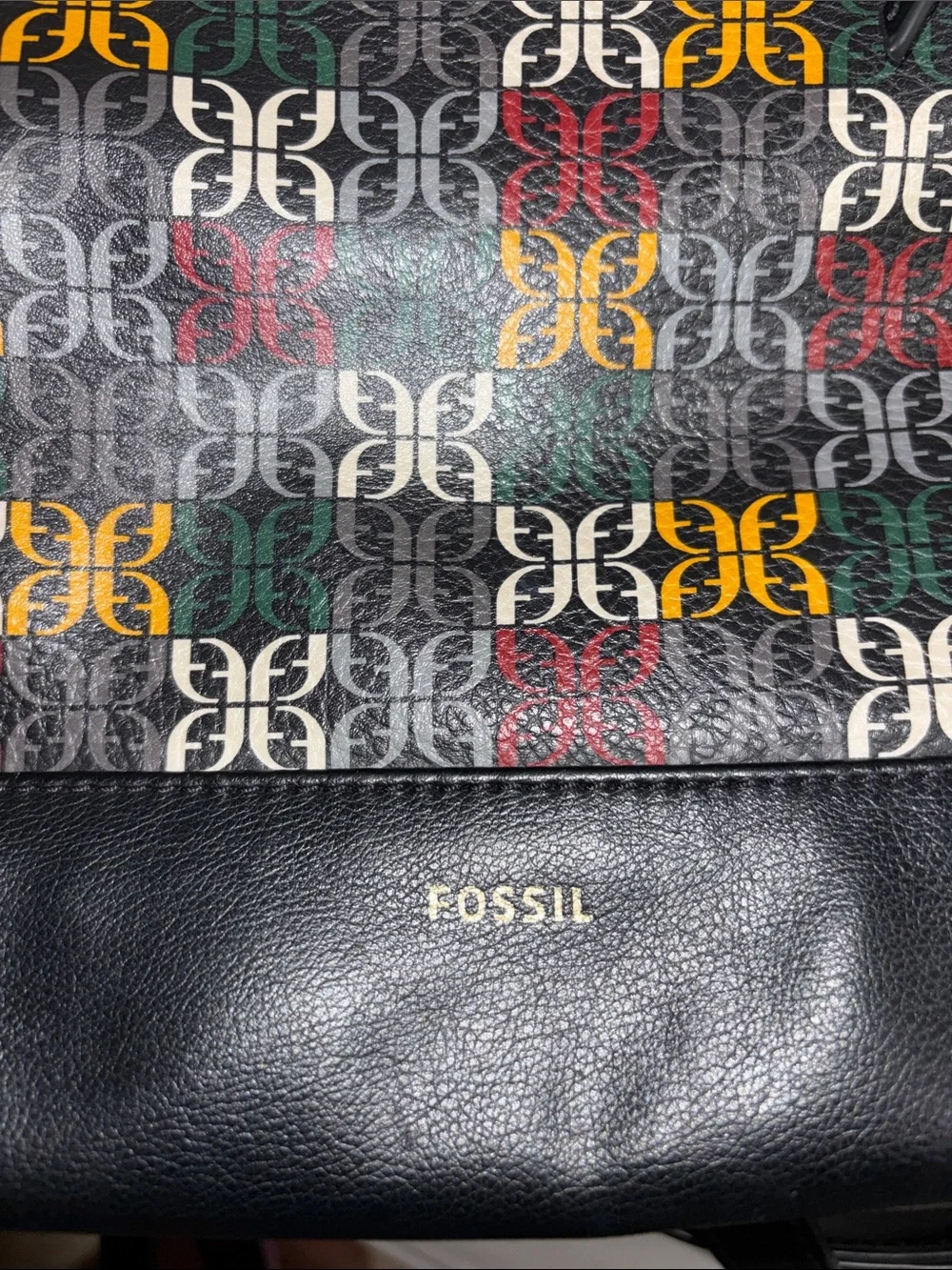 Fossil Black Shoulder Bag with Multicolor Logo Pattern - Picture 9 of 9